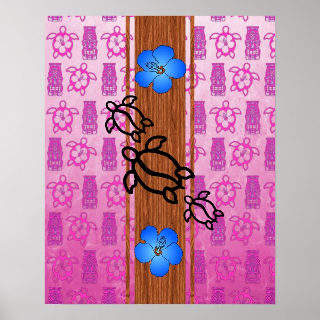 Pôster Surfboard Retro Honu (Frente)