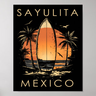 Poster Surfboarder Sayulita Mexico Beach Surfing Surfer V