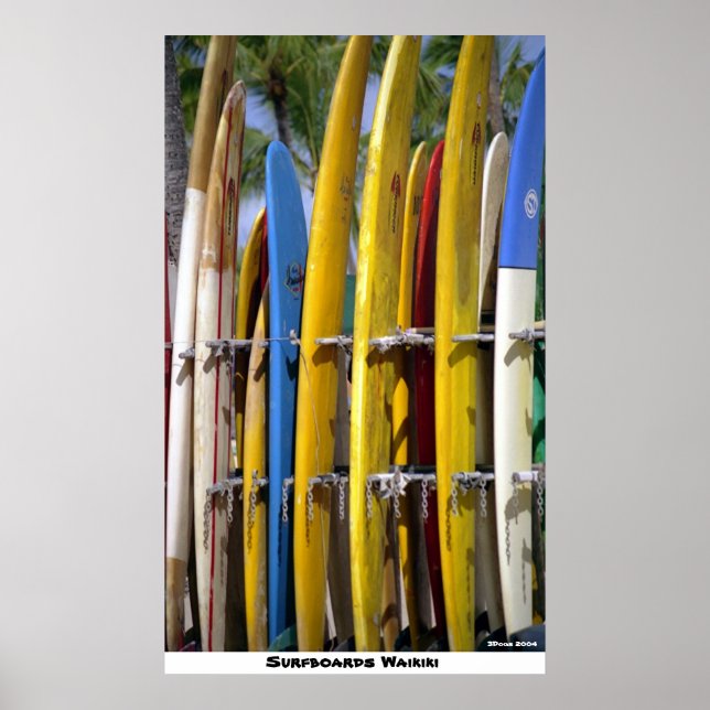 Pôster Surfboards Waikiki (Frente)