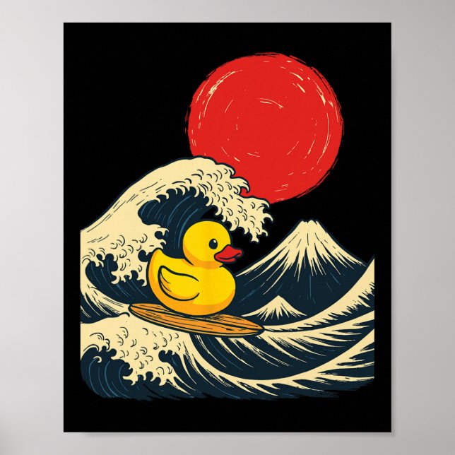 Poster Surfe de Pato de Borracha Japonês _3 (Frente)