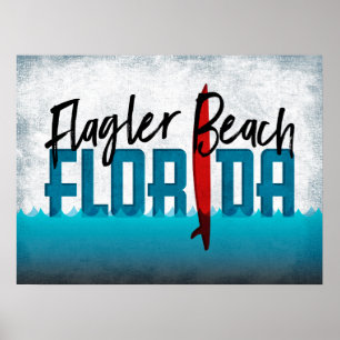 Poster Surfe Flagler Beach Surfboard