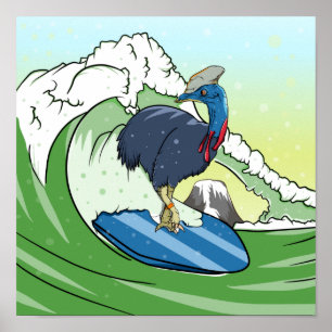 Poster Surfe Funny Cassowary