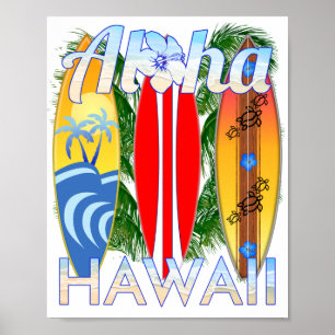 Poster Surfe nas Ilhas Aloha Hawaii