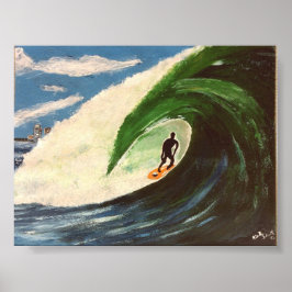 Pôster Surfe No Surfe O Tubo Onda Onda Arte Oceânica