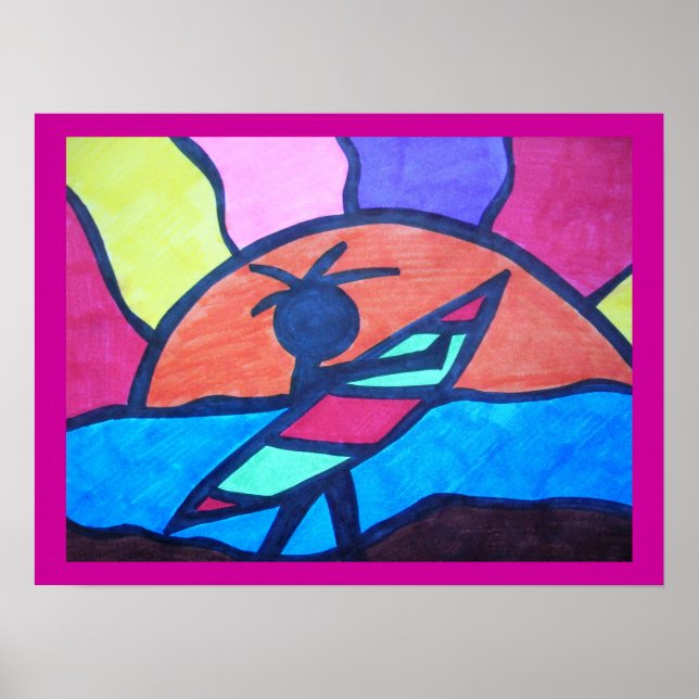 Poster Surfer Beach Sunset (Frente)