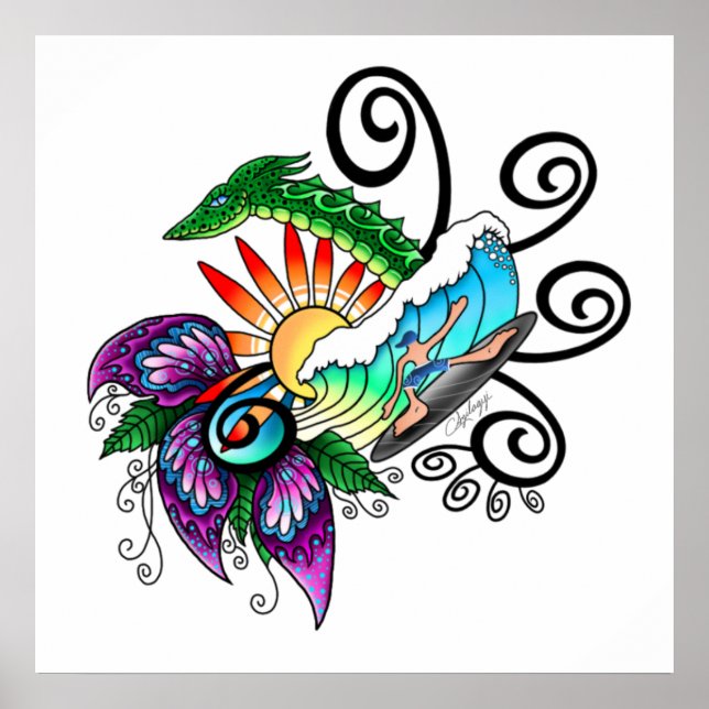 Poster Surfer Dude Cartoon (Frente)