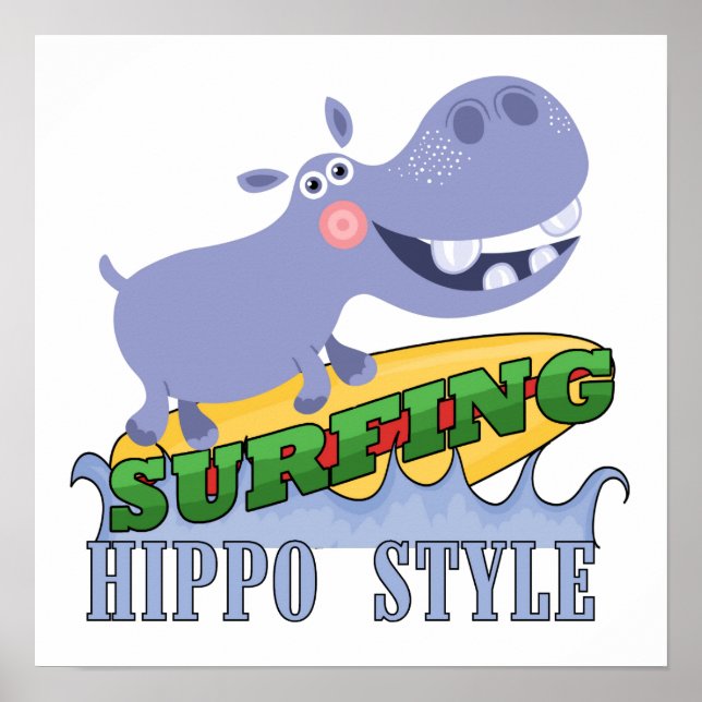 Poster Surfer Hippopotamus (Frente)