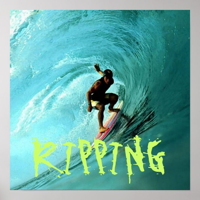 Poster Surfer riding a wave (Frente)