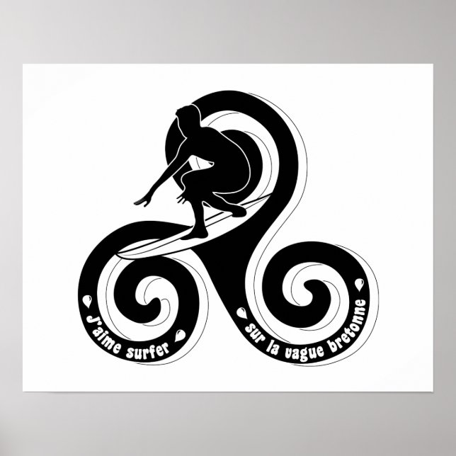 Poster Surfer sur la vague bretonne (version homme) (Frente)