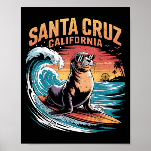 Poster Surfer Surfing 70 e 80 Papais noeis Cruz Californi