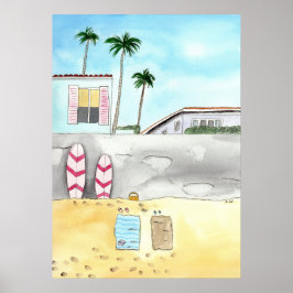 Poster Surfing Beach em San Diego