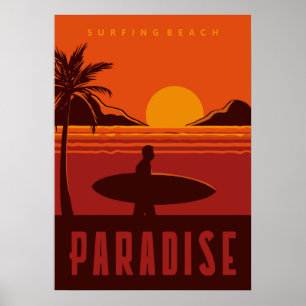 Poster Surfing Beach Paradise