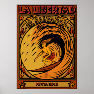 POSTER SURFING EL SALVADOR LA LIBERTAD