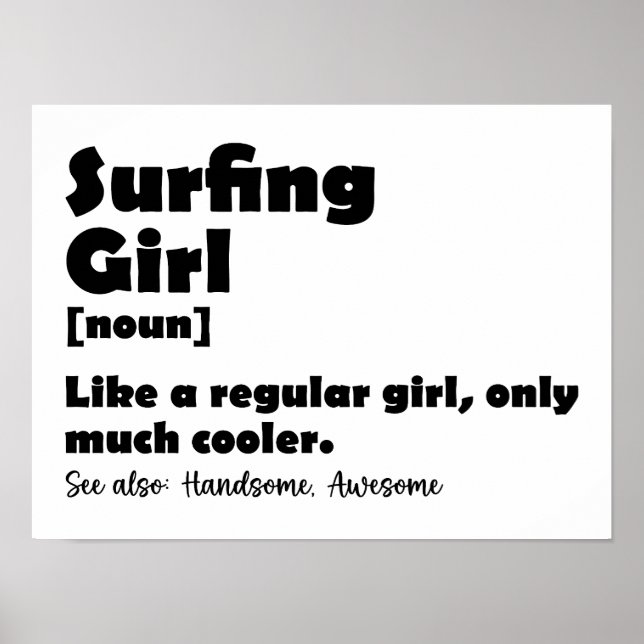 Poster Surfing Girl Funny Definition Surfer Girls (Frente)