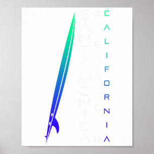 Poster Surfing na Califórnia - Praia de Santa Mônica - El