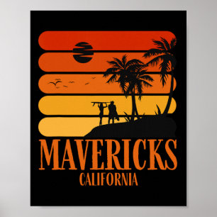 Poster Surfing Vintage Mavericks Beach California Retro S