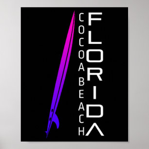 Poster Surfismo na Flórida - Cocoa Beach - Surfista Elega