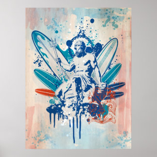 Poster surfista de poseidon