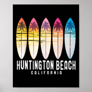 Poster Surfista de surfe na praia retro Huntington Beach