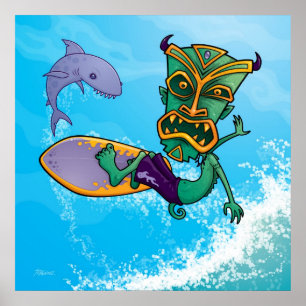 Pôster Surfista de Tiki