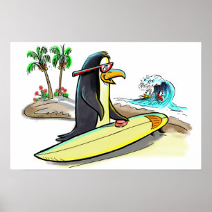 Poster surfista do pinguim