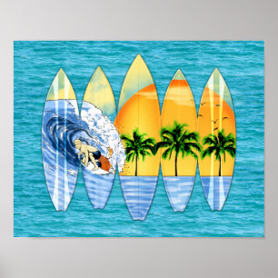 Poster Surfista e prancha