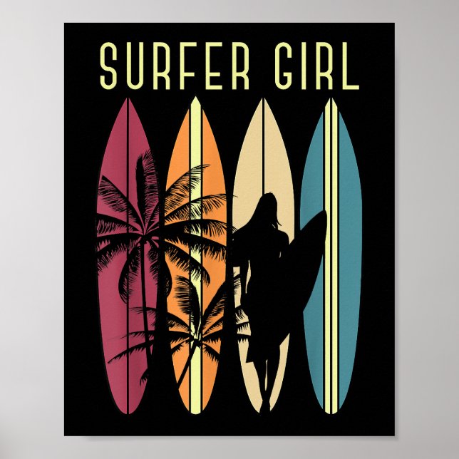 Poster Surfista Garota Surfboard Surfing Women Surf Oce (Frente)