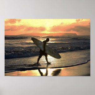 Poster Surfista havaiano que dirige em casa