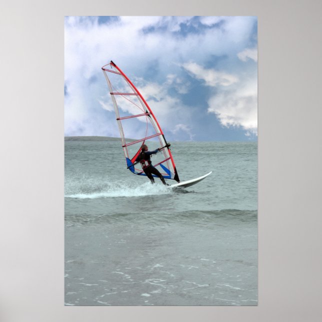 Poster surfista numa tempestade (Frente)