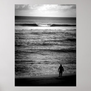 Pôster Surfista solitário B&W