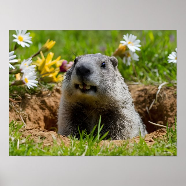 Poster Surge um Groundhog Sorridente (Frente)