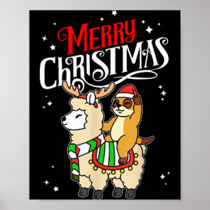 Poster Suricata Feliz Natal Rena Lhama Montando Suricata