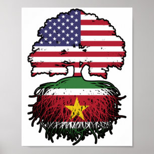 Poster Suriname Surinamese American Tree Roots Flag