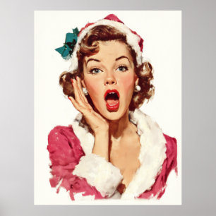 Poster Surpreendente Pin-Up de Natal Retro