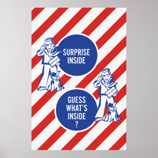 Poster Surprise Inside – Vintage Candy Box Wall Art Print