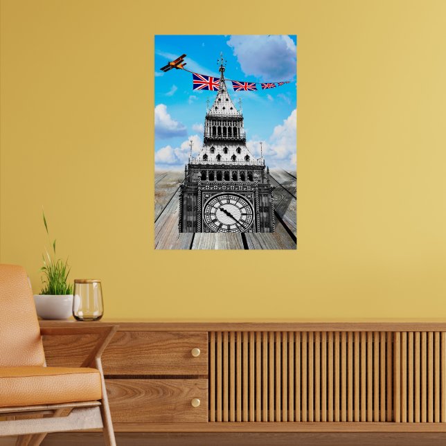 Poster Surreal Big Ben, Londres e Arte Britânica (Sala de Estar 2)