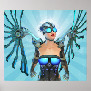 Poster surreal da arte do anjo Mech