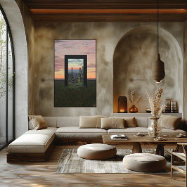 Poster Surreal Dreamlike Gateway to City in the Fields