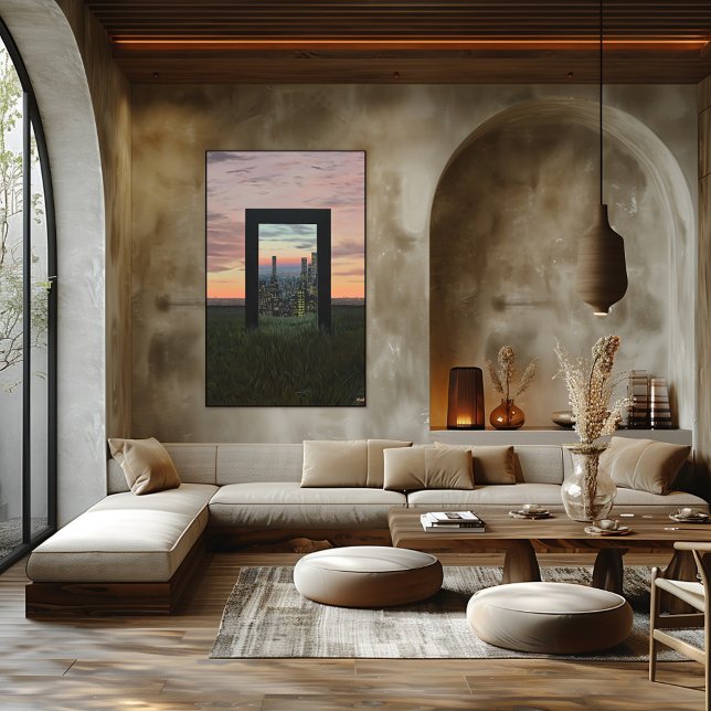 Poster Surreal Dreamlike Gateway to City in the Fields (Criador carregado)