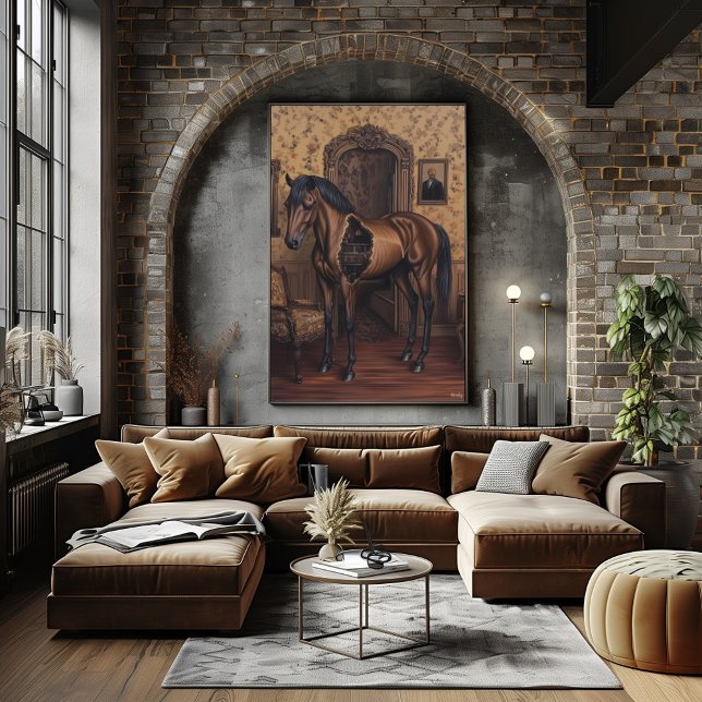 Poster Surreal Dreamscape de um Cavalo oco em uma vinheta (Criador carregado)