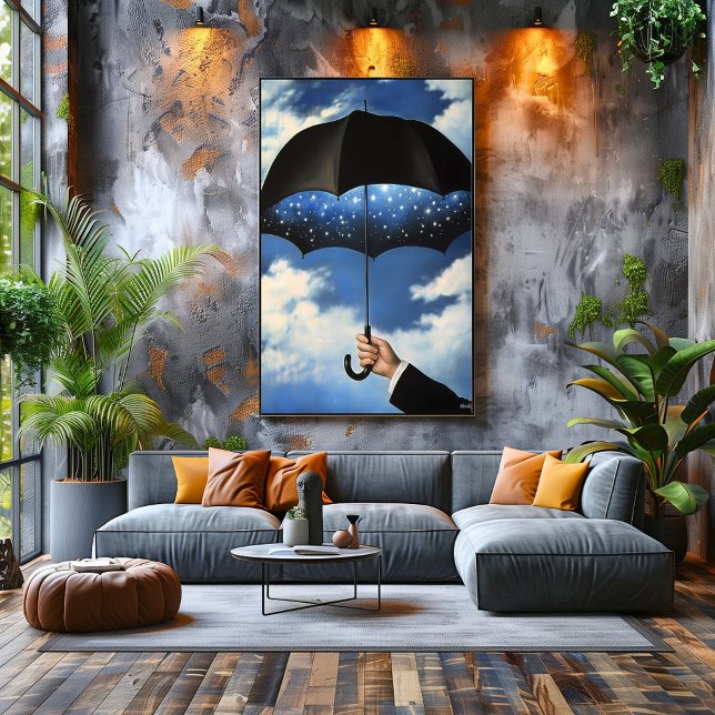 Poster Surreal Dreamscape Umbrella Reveales noite estrela (Criador carregado)