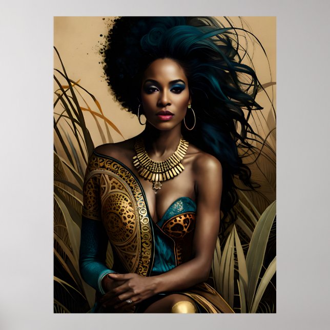 Poster Surreal Fantasy Fantástico Afro Girl Art Ai (Frente)