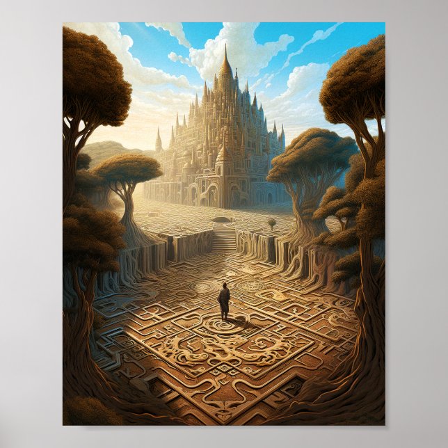 Poster Surreal Maze Castle Landscape Fantasy Art (Frente)