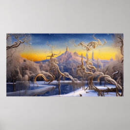 Poster Surreal Modern Abstrato de inverno terra maravilho