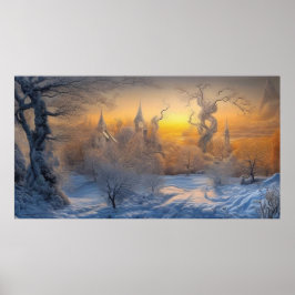 Poster Surreal Moderna Abstrato de inverno maravilha de n