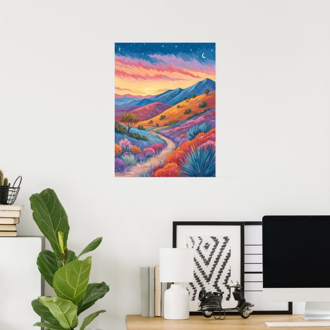 Poster Surreal Mountain Sunset Landscape Painting (Escritório em casa)