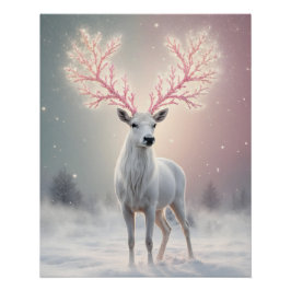 Pôster Surreal Pink Antler Reindeer