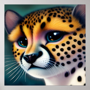 Poster Surreal Pop Sad Cheetah