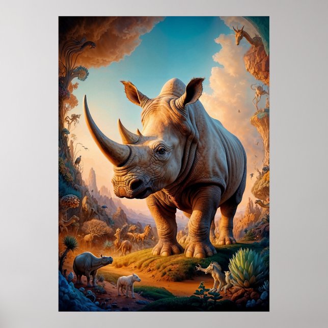 Poster Surreal Rhino Safari (Frente)