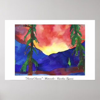 Poster "Surreal Sunrise" - Watercolor - Caroline Tigeress